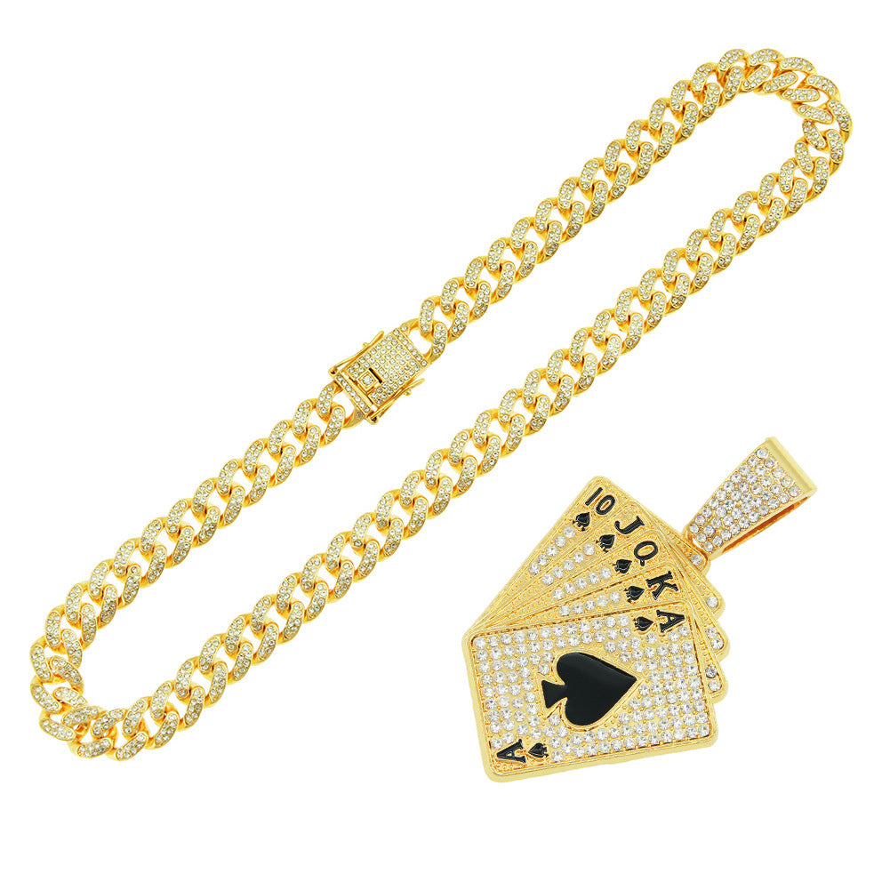Accessoires de pendentif de poker personnalisés, colliers Hip Hop