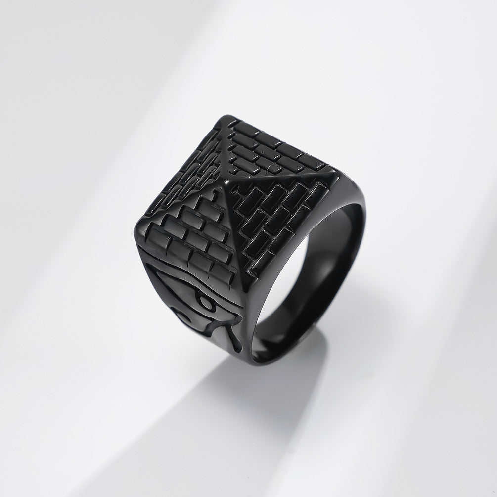 Men's Egyptian Pyramid Eye Of Horus Stainless Rings
