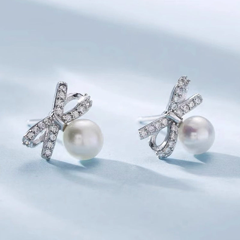 Bow Female Light Luxury Minority Temperament Earrings