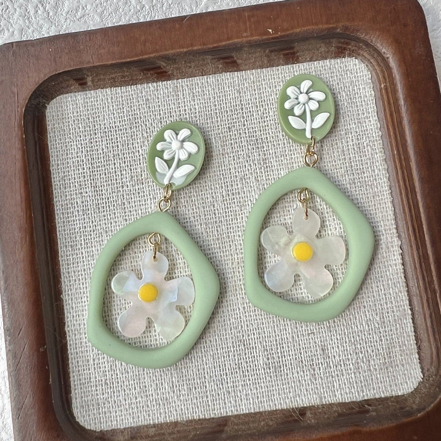 Mori Style Flower Green Magic Design Temperament Fairy Ear Rings
