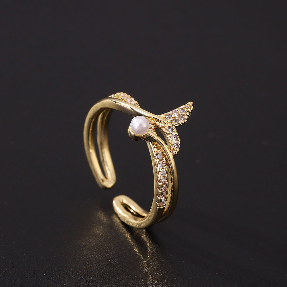 Women's Special Interest Light Luxury Design Pearl Fashion Rings