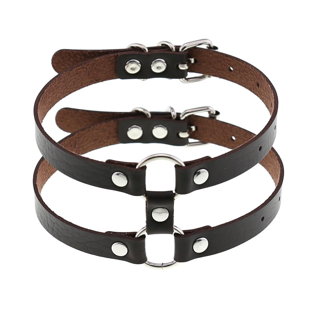 Colliers de personnalité simples en cuir de style gothique à double rangée