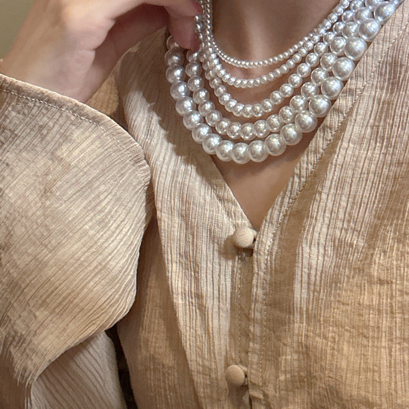 Sterling Sier Bright Pearl Korean Niche Necklaces