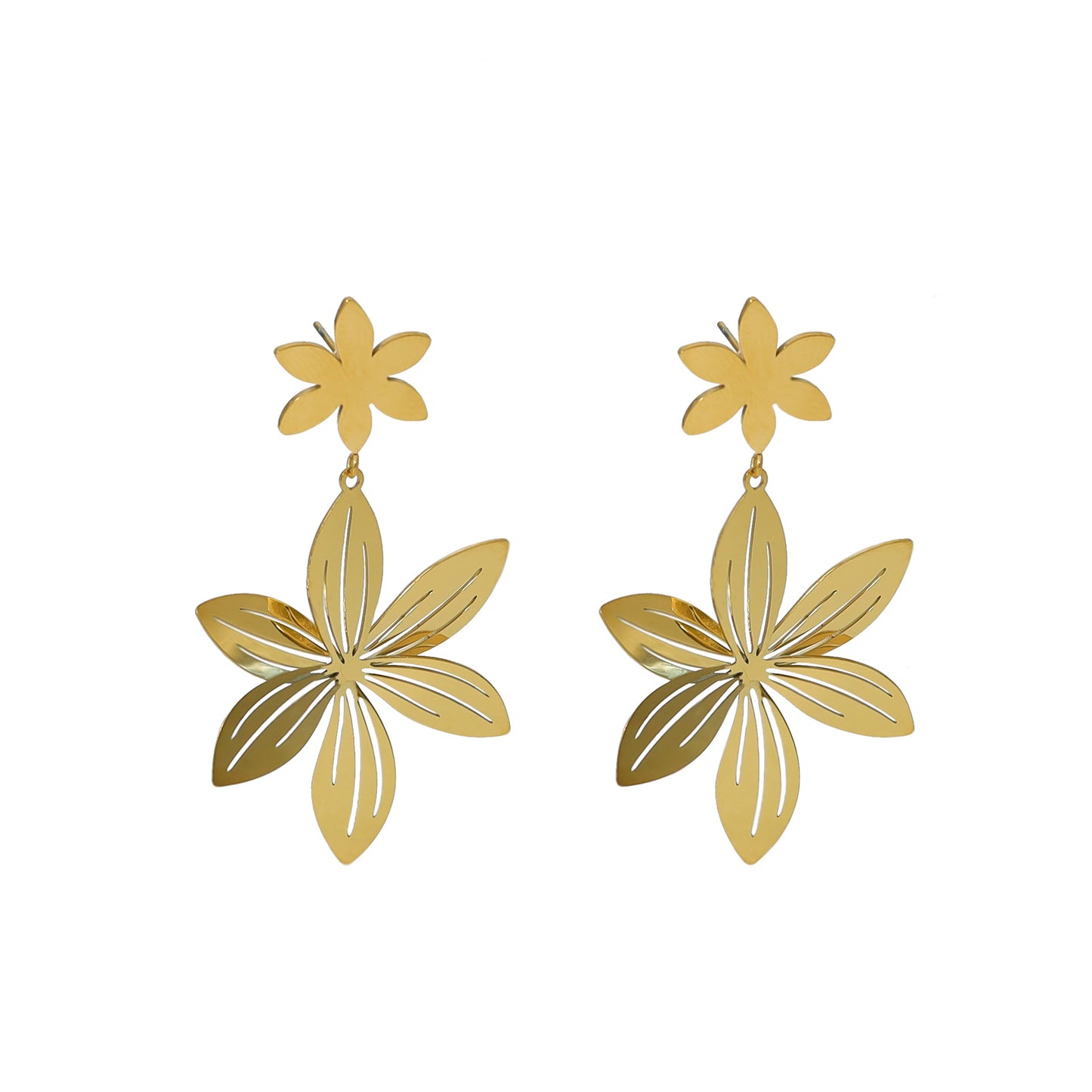 Women's Style Golden Stainless Steel Petal Gold-plated High-grade Metal Rings