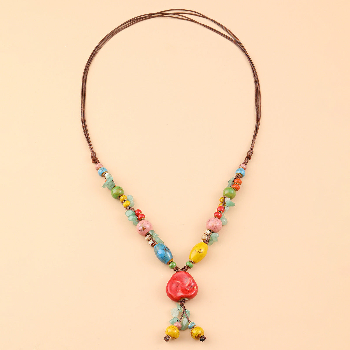 Fashion Beaded Ceramic Beads Bohemian Gravel Color Necklaces