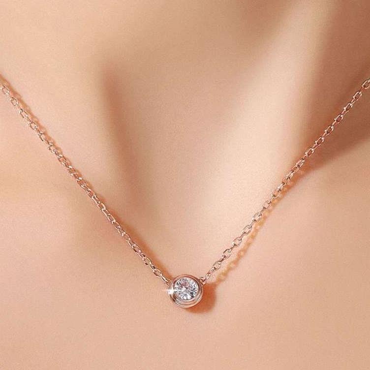 Chaîne de clavicule en or Rose, colliers simples de luxe légers de haute qualité
