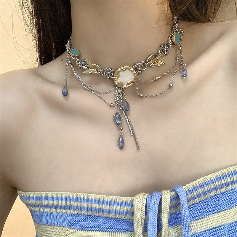 Women's Tassel Chain Water Drop Pendant Retro Necklaces