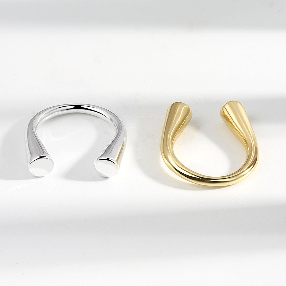 Damen-Stil, schlicht, elegant, U-förmig, glänzende Ringe