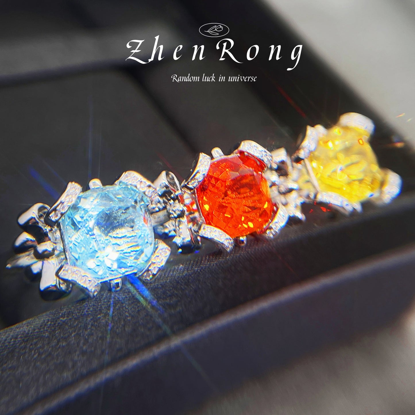 Topaz Blue Large Carat Emerald Split Diamond Amethyst Yellow Rings