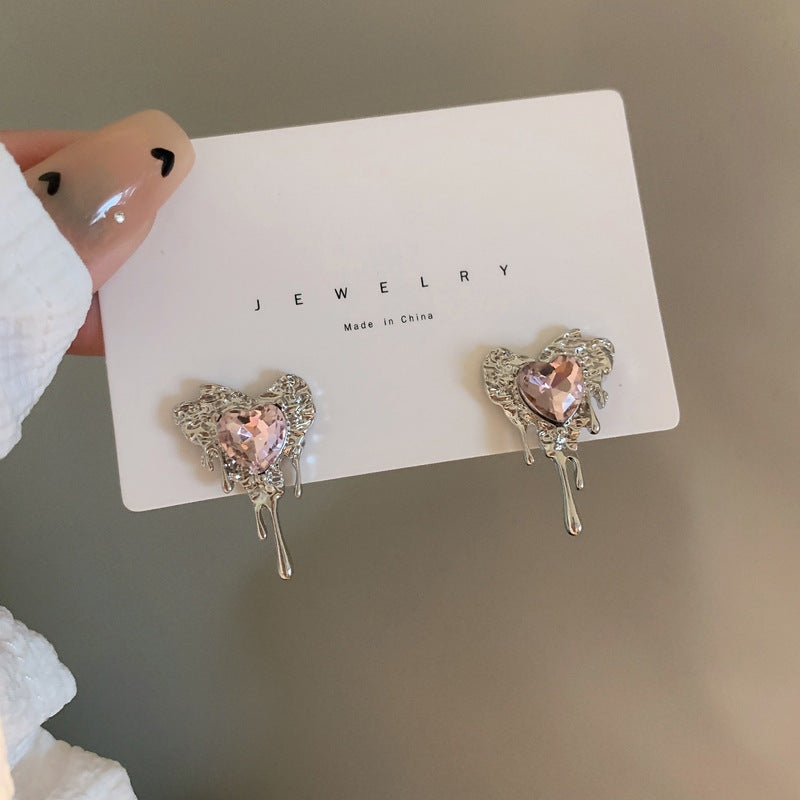 Damen-Ohrringe im Design Sier Needle Pink Love Style