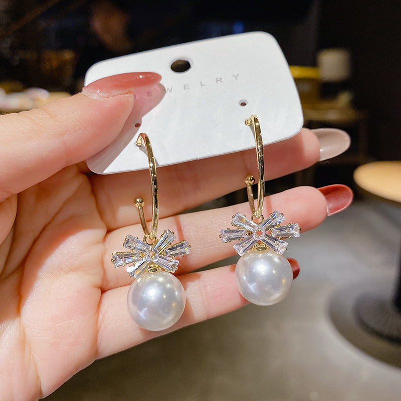 Sier Needle Simple Fabulous Pearl Female Rings