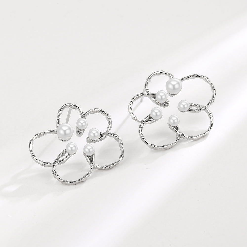 Women's Flower Pearl Trendy Niche Design High-grade Earrings
