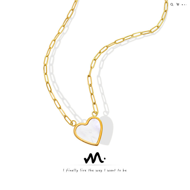 Colliers en titane pour femmes, coquillage de mer blanc, cœur de pêche