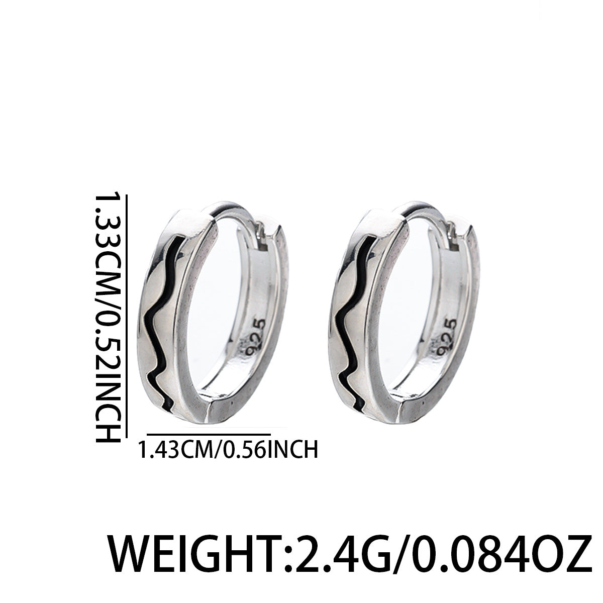 Men's Black White Striped Design High Sense Ear Trendy Unique Rings