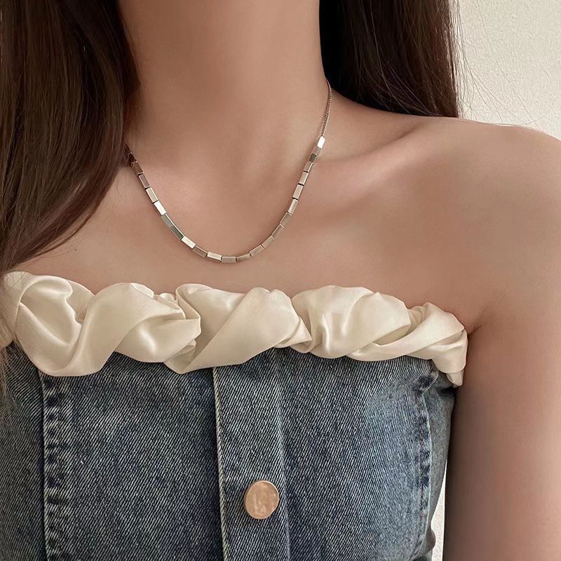 Women's Square Titanium Steel Unisex Personality Hip Hop Necklaces