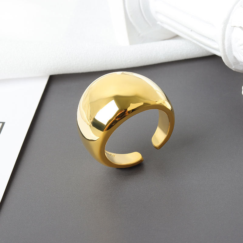 Exaggeration Niche Geometric Large Glossy Female Open Rings