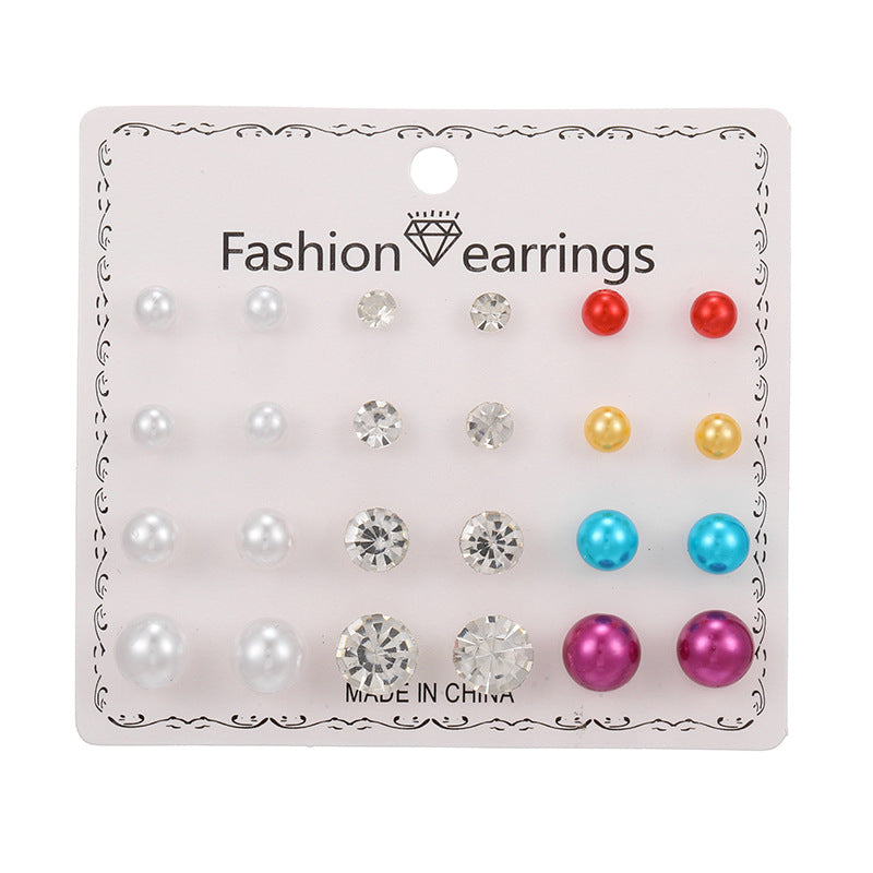Paper Card Zircon Pearl Flower Bow Earrings