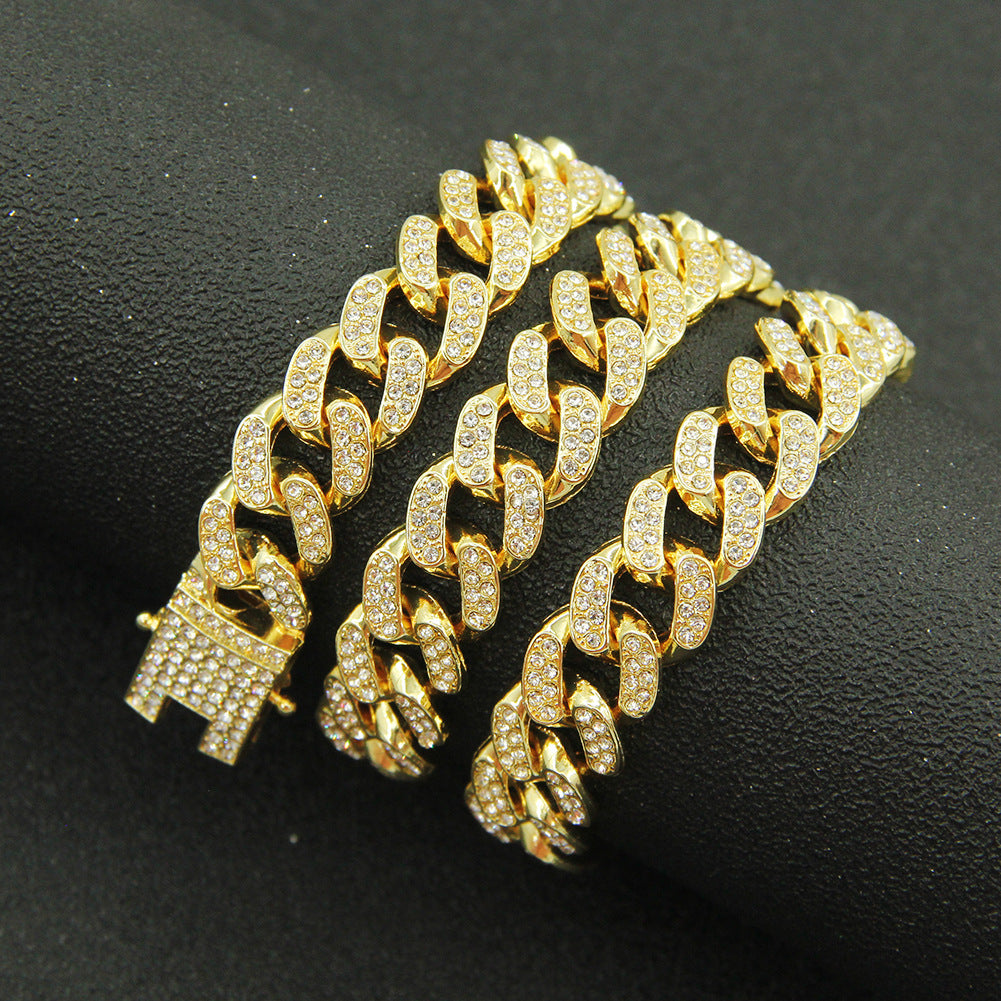 Colliers à chaîne à barre de Miami antique plat en diamant pour hommes
