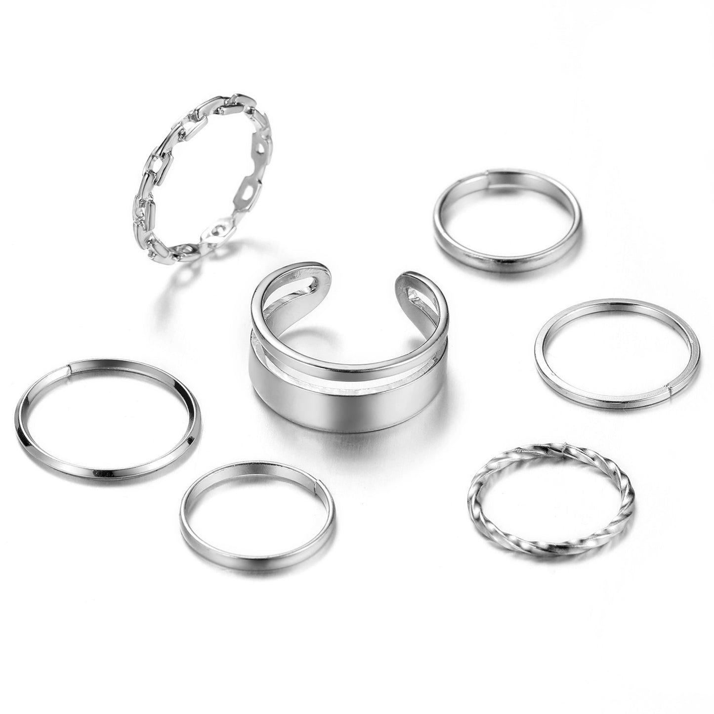 Simple Twin Style Chain Personality Suit Rings