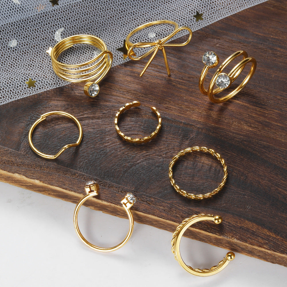 Twist Butterfly Set Of Knuckle Alloy Simple Rings
