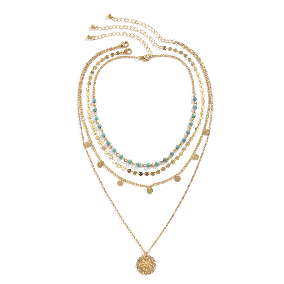 Pendentif disque de fleur en perles turquoise pour femmes, pour colliers capricieux Vintage