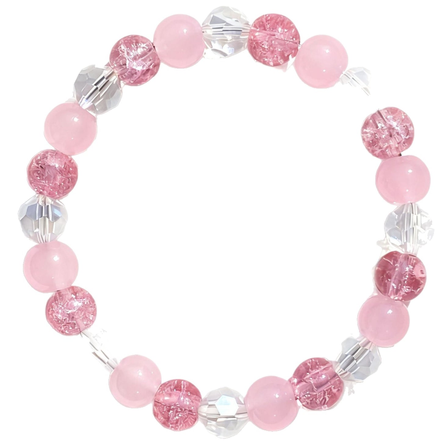 Xi Pink Crystal Cracked Cystal Good Luck White Attract Love Bracelets