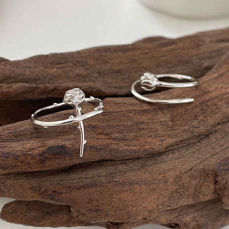 Personalized Retro Style Sweet Design Sense Little Flower Index Rings