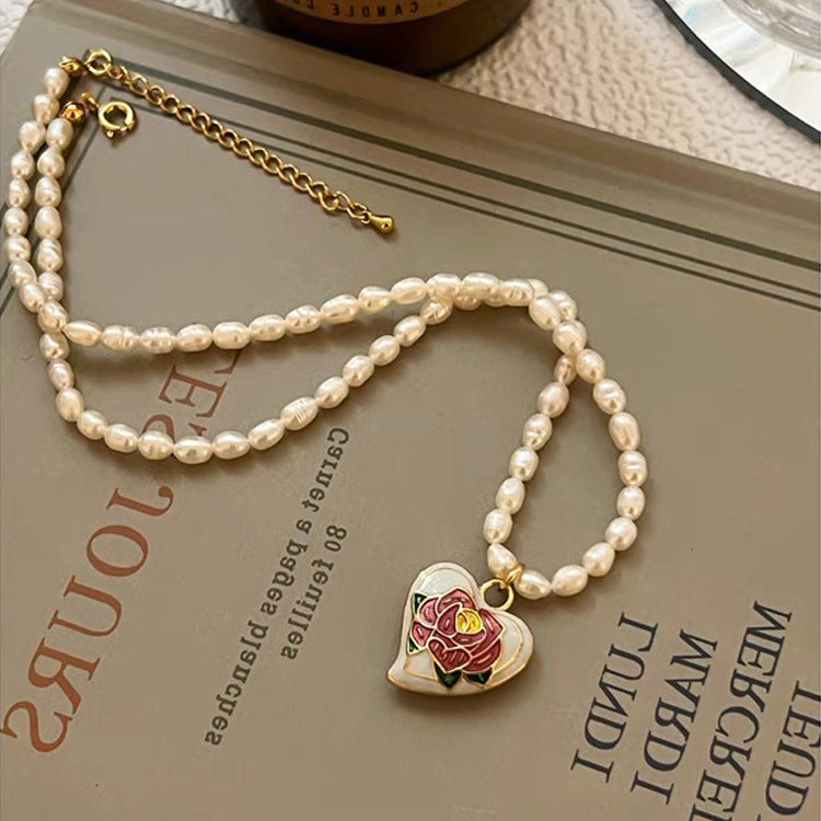 Colliers simples pour femmes, gouttes d'huile, amour, cœur, fleurs