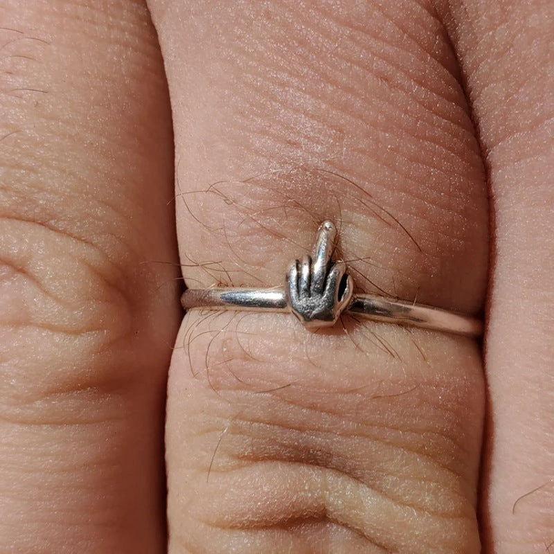 Cool Personality Fun Middle Finger Alloy Rings
