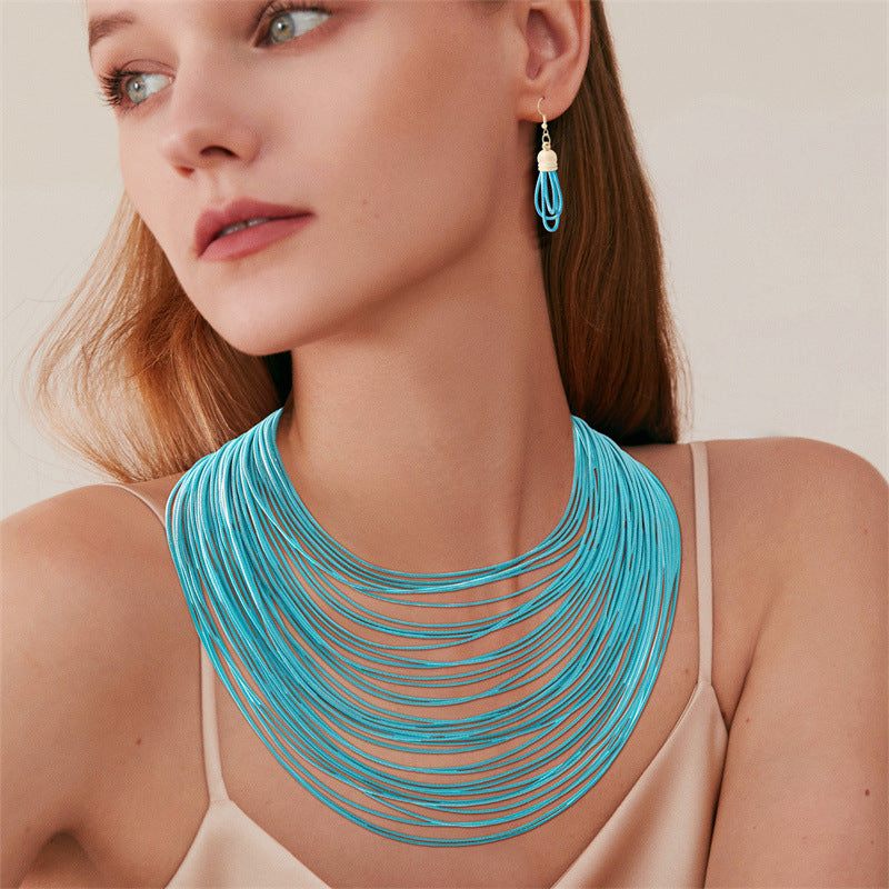 Colliers de personnalité gracieuse de chaîne de clavicule de mode tricotée à la main des femmes