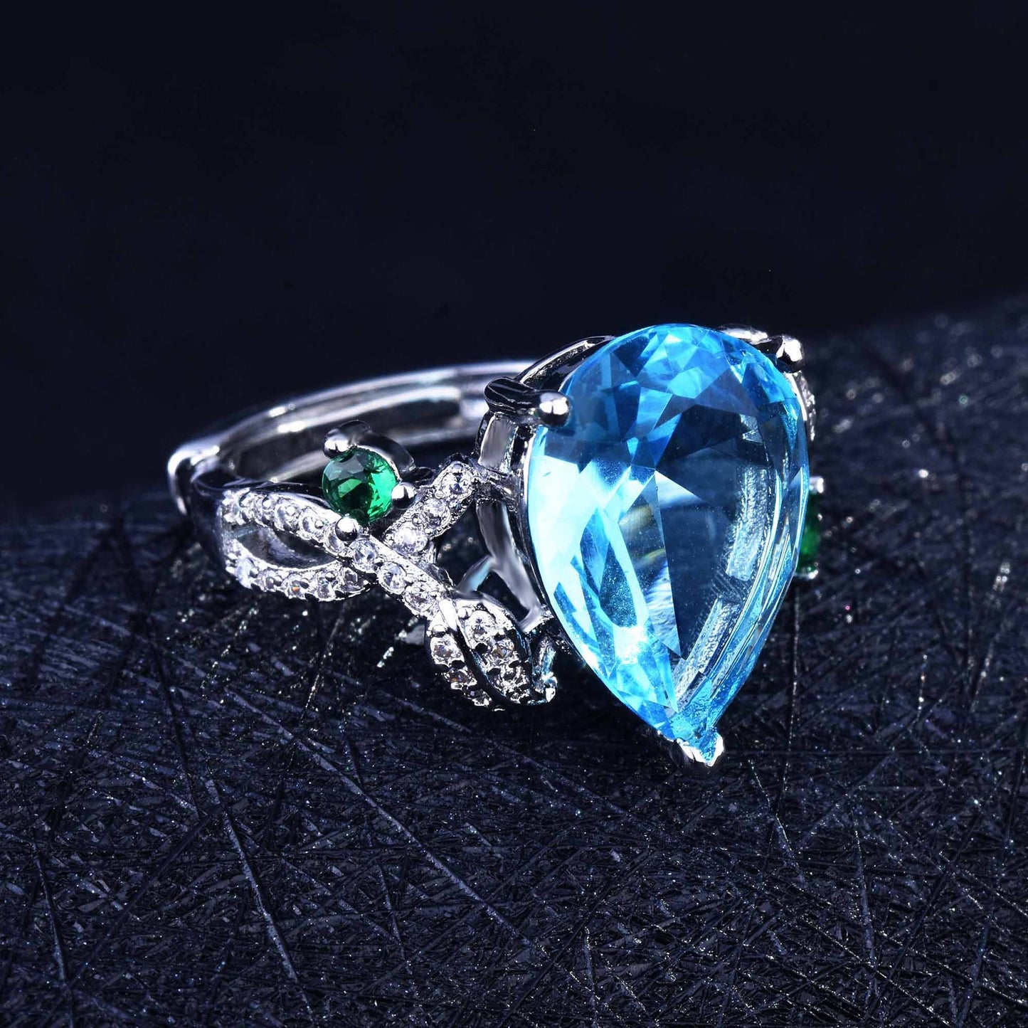 Damen-Ringe aus Sterlingsilber mit Topas-Beschichtung und eingelegten Edelsteinen