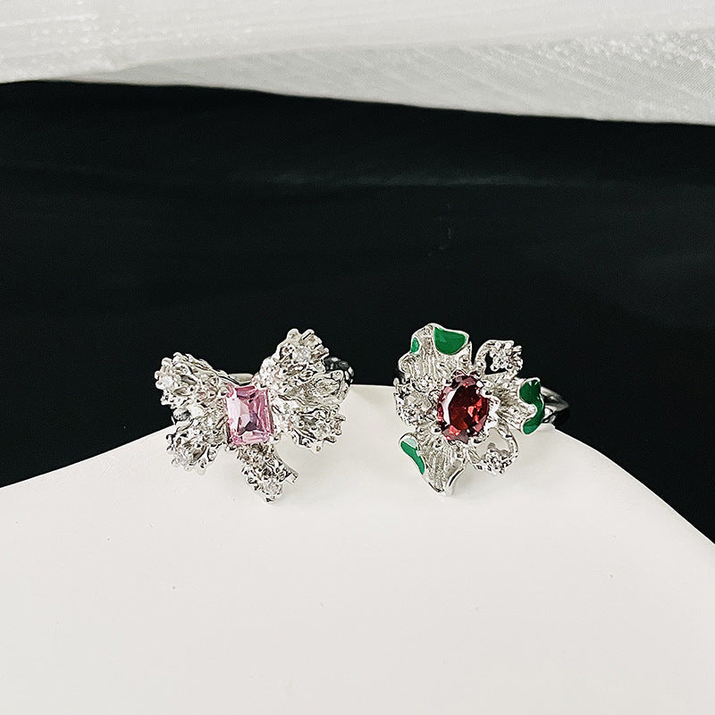 Zircon Personality Affordable Luxury Flower High Sense Rings
