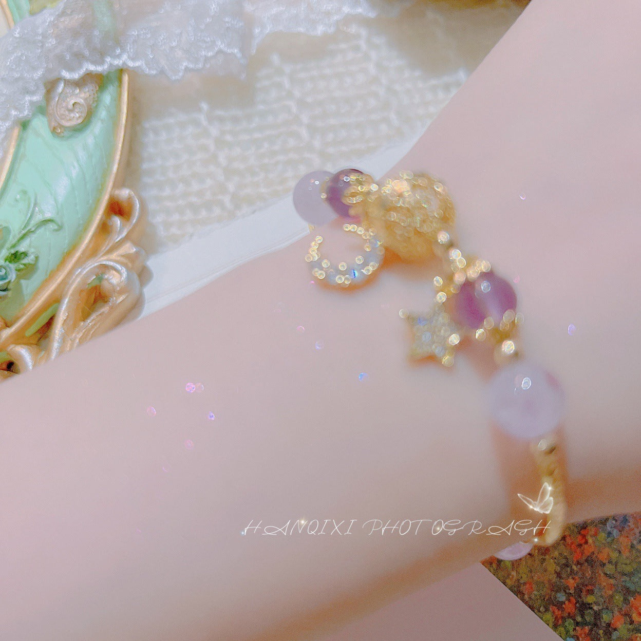 Moon Natural Jade Gold Süße Girly Armbänder