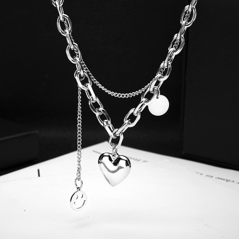 Colliers Smiley avec pendentif d'amour Hip Hop pour hommes