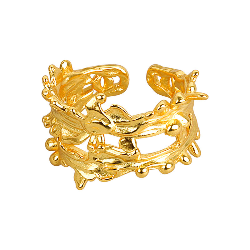 Women's Style Niche Design Minimalist Irregular Wide Texture Rings