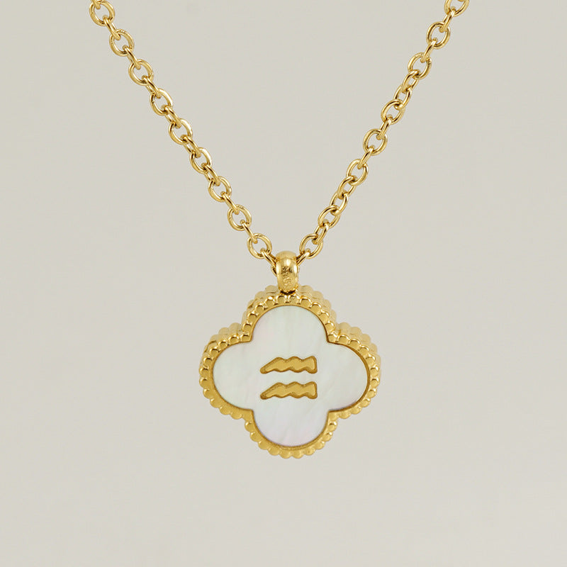 Colliers inoxydables de Constellation de coquille de trèfle en acier titane