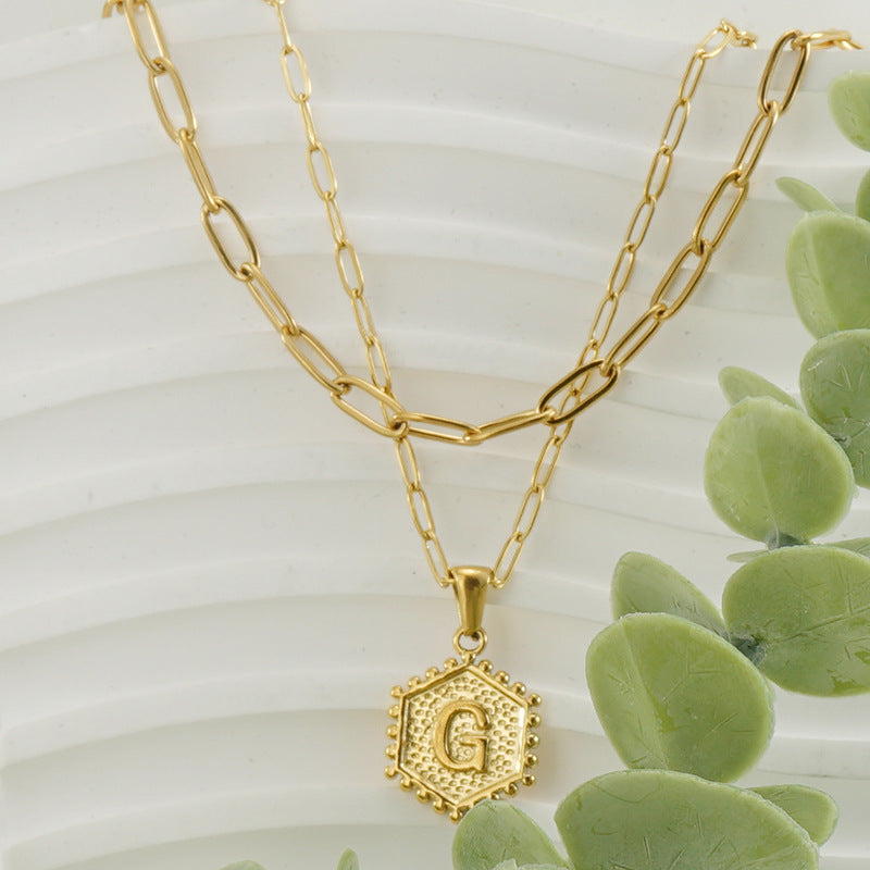 Women's Gold Combination Stainless Steel English Letter Necklaces