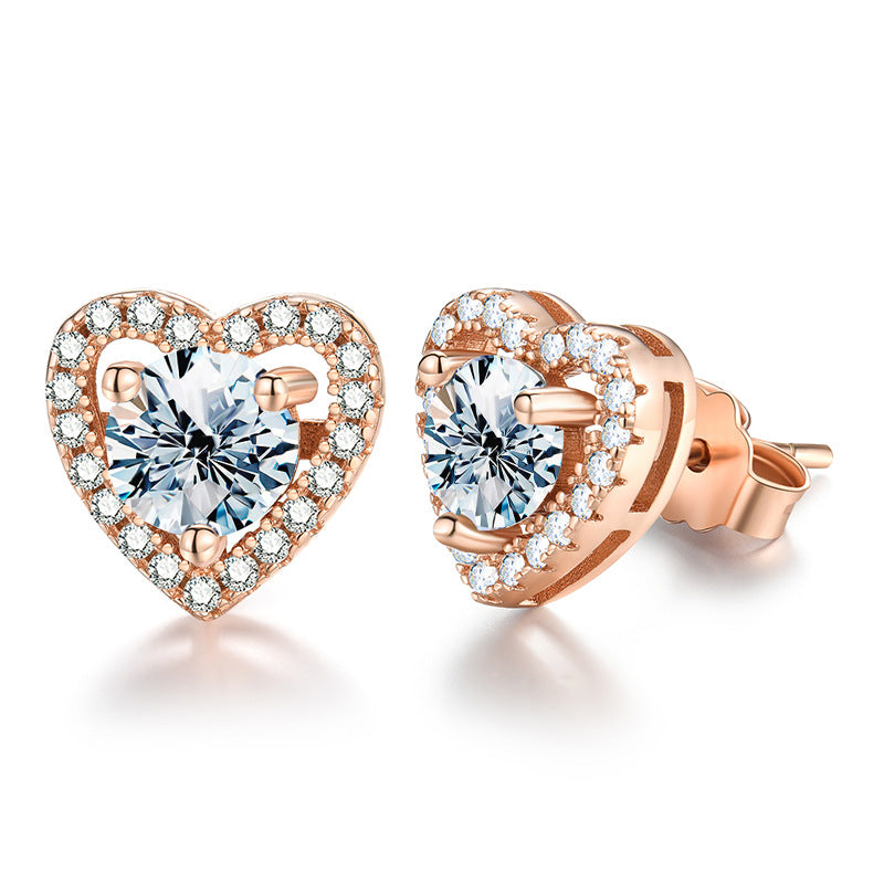 Women's Love Moissanite Simple Graceful Platinum Sterling Earrings