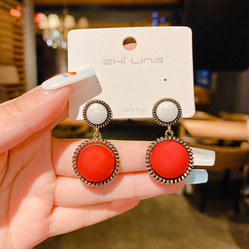 Needle Red Pearl Female Style Stylish Texture Rings