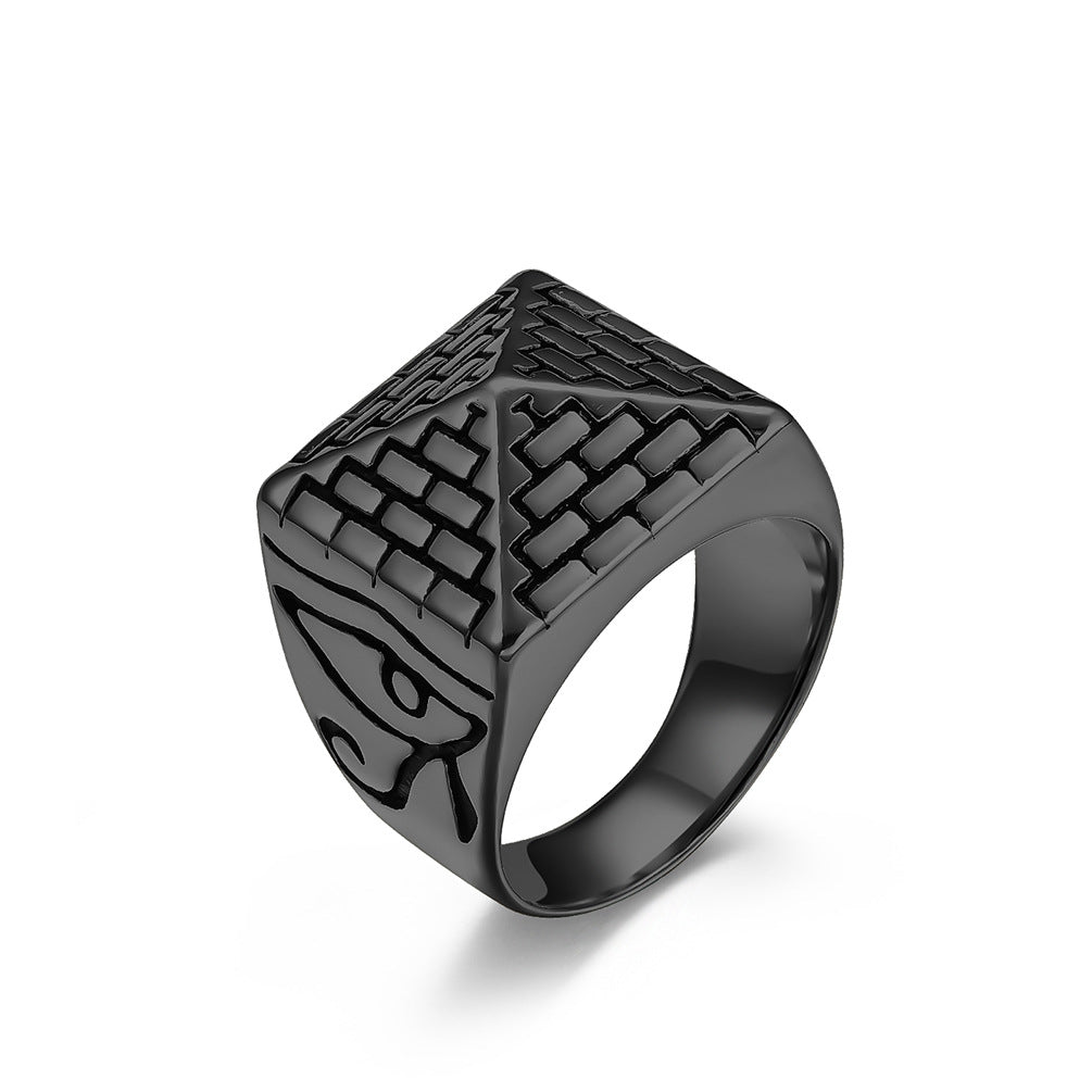 Men's Egyptian Pyramid Eye Of Horus Stainless Rings