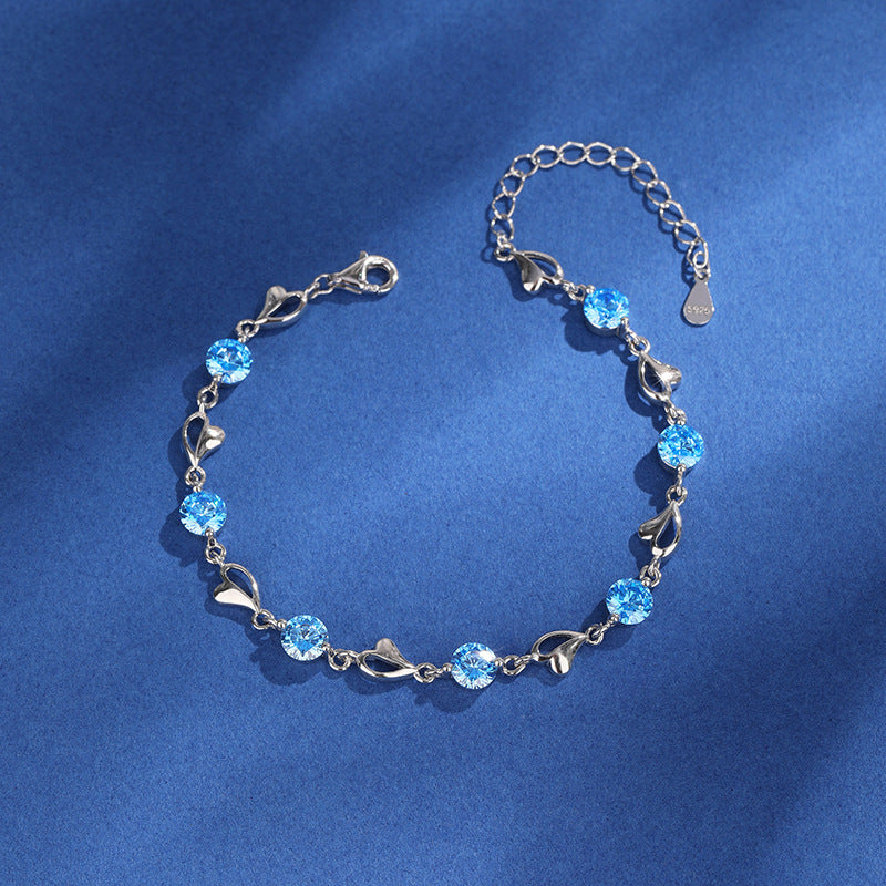 Female Sterling Sier Zircon Heart-shaped Version Bracelets