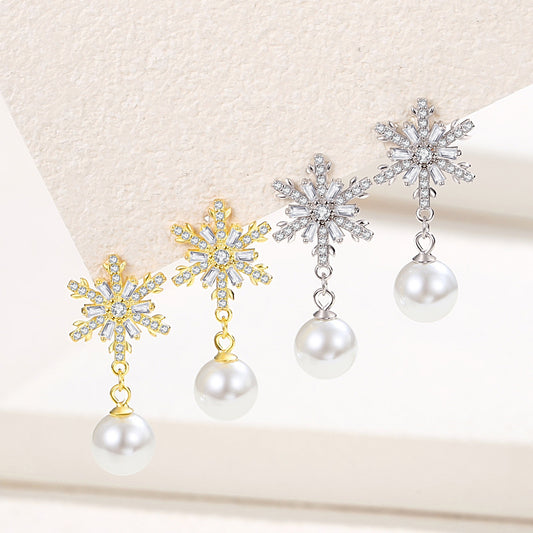 Women's Snowflake Ear Affordable Luxury Fashion Style Full Rhinestone Earrings