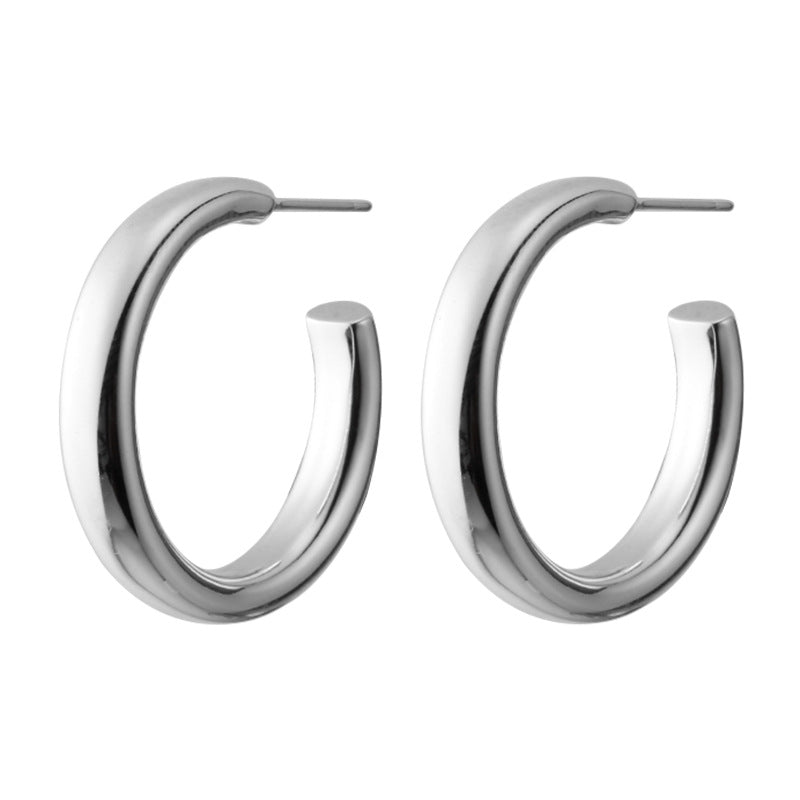 Sterling Sier Personality Semicircle Shaped Korean Live Stud Earrings
