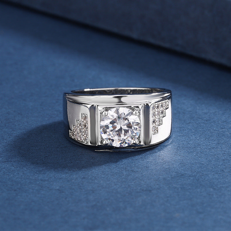 Men's Korean Luxury Full Diamond Closed Mouth Rings