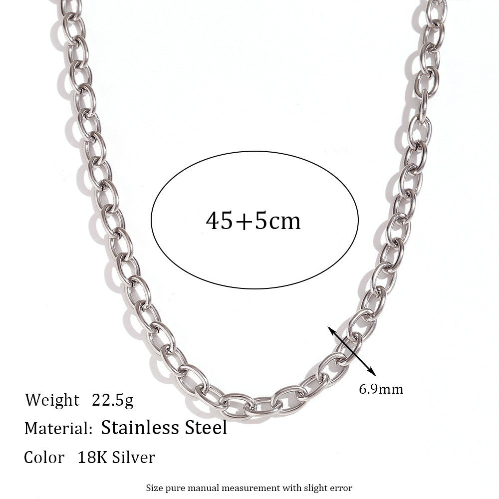 Women's Steel Choker Stainless Gold-plated Cross Chain Necklace