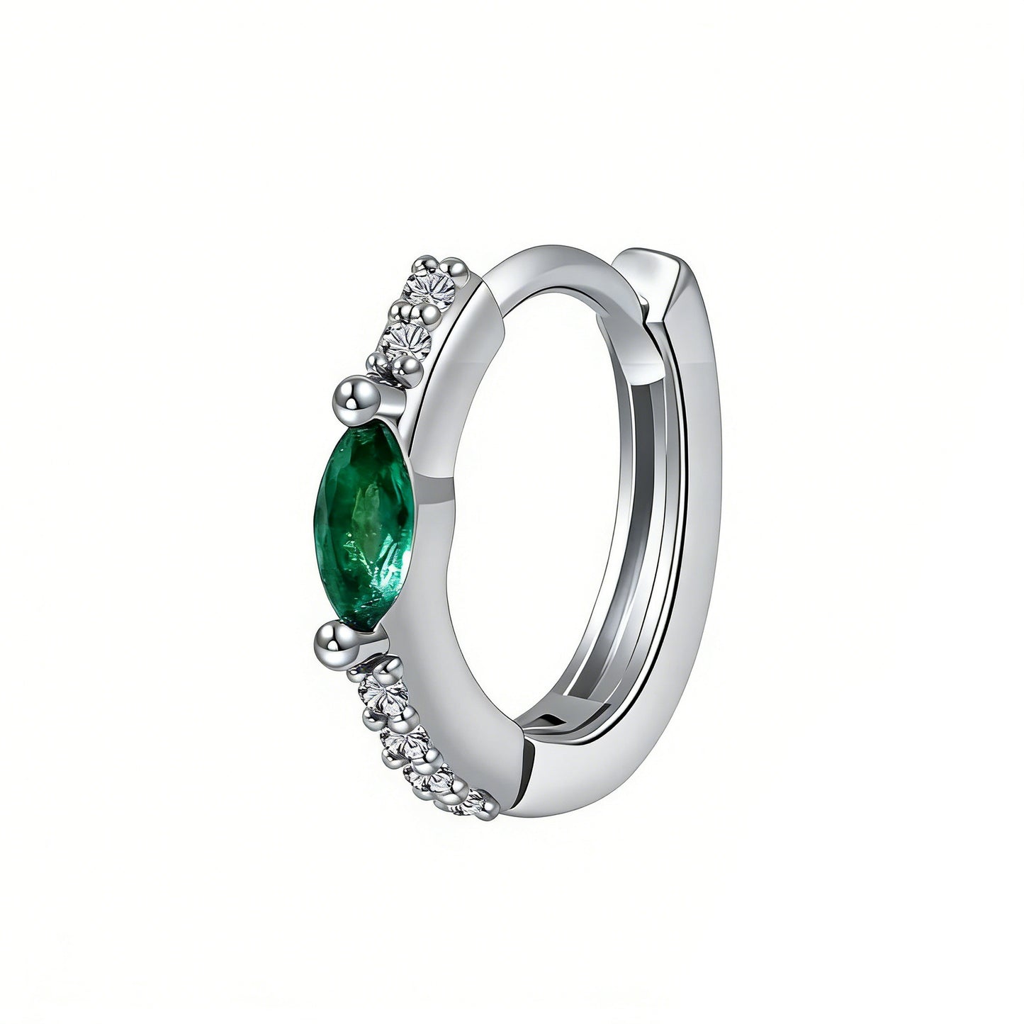 Gold Clip Female Temperament Wild Inlaid Emerald Zircon Earrings