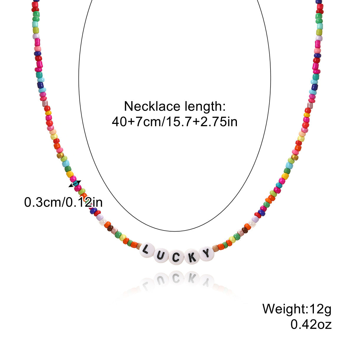 Colliers de perles de couleur exquises avec lettres d'ornement d'été
