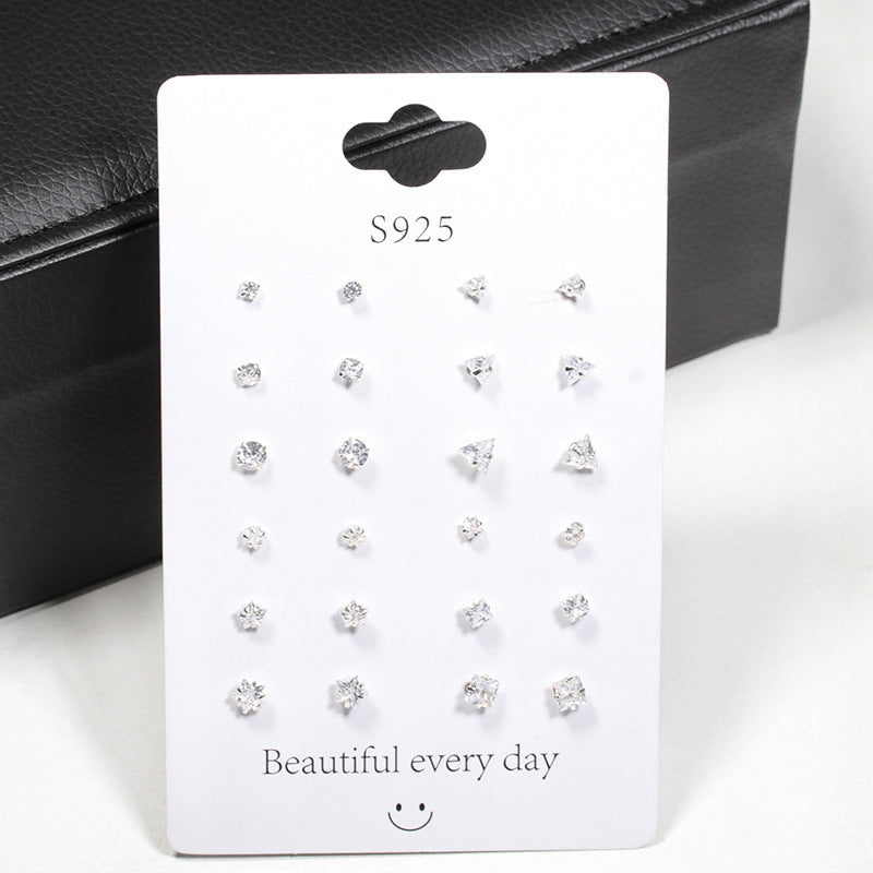 Women's Needle Shiny Zircon Geometric Ear Before Sleep Earrings