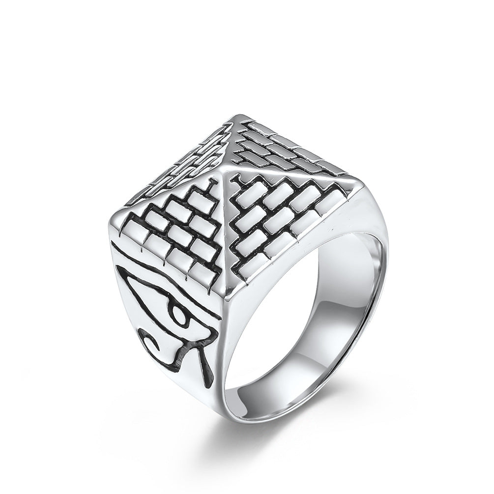 Men's Egyptian Pyramid Eye Of Horus Stainless Rings
