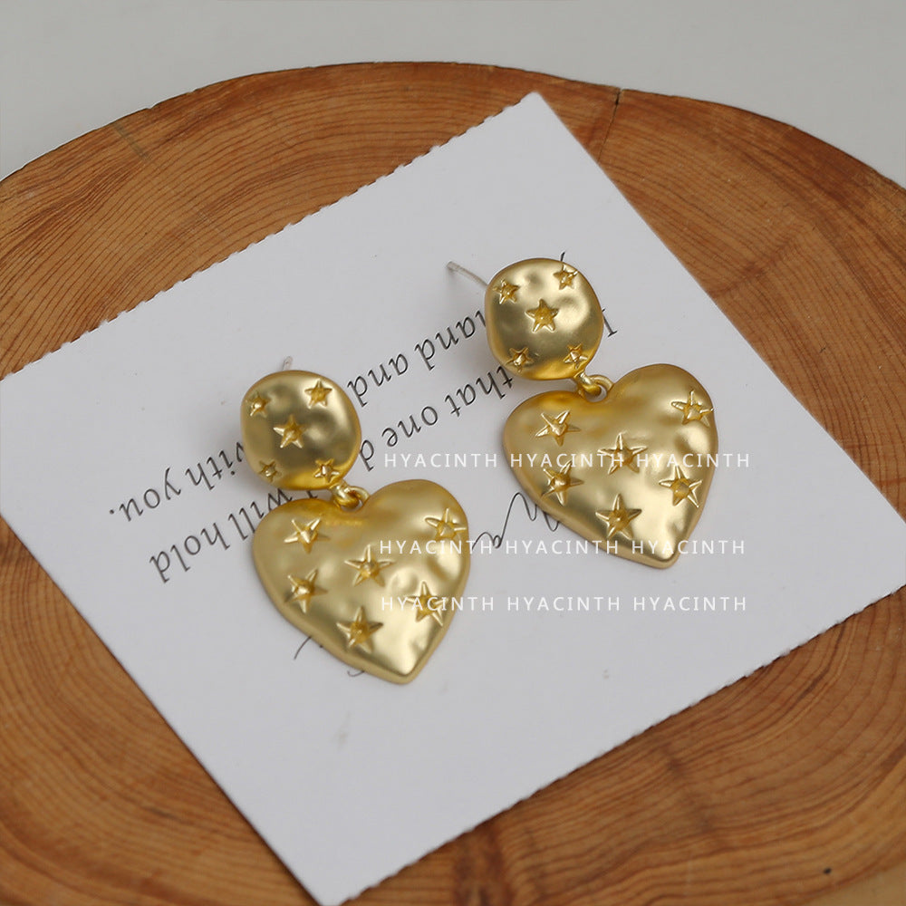 Love Heart Simple Temperament Knock Gold Earrings